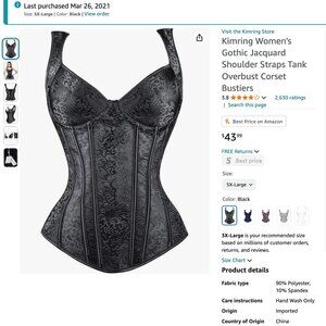 Black overbust corset w/ side zip (5XL, runs small)